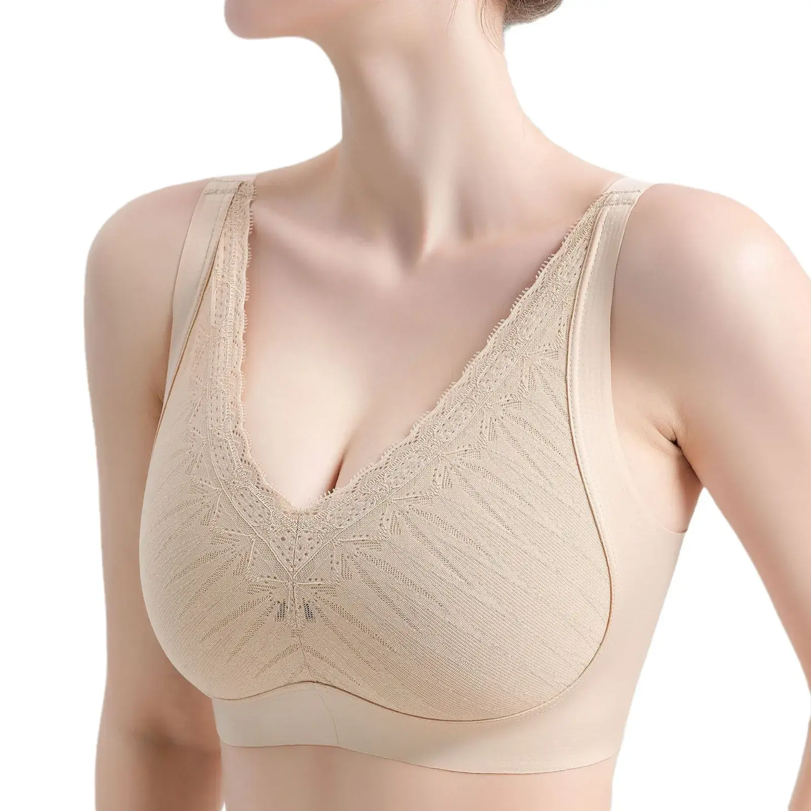 Mother's Lace Cup Bra Back Buckle Adjustable No Steel Ring Plus Size - Image 8