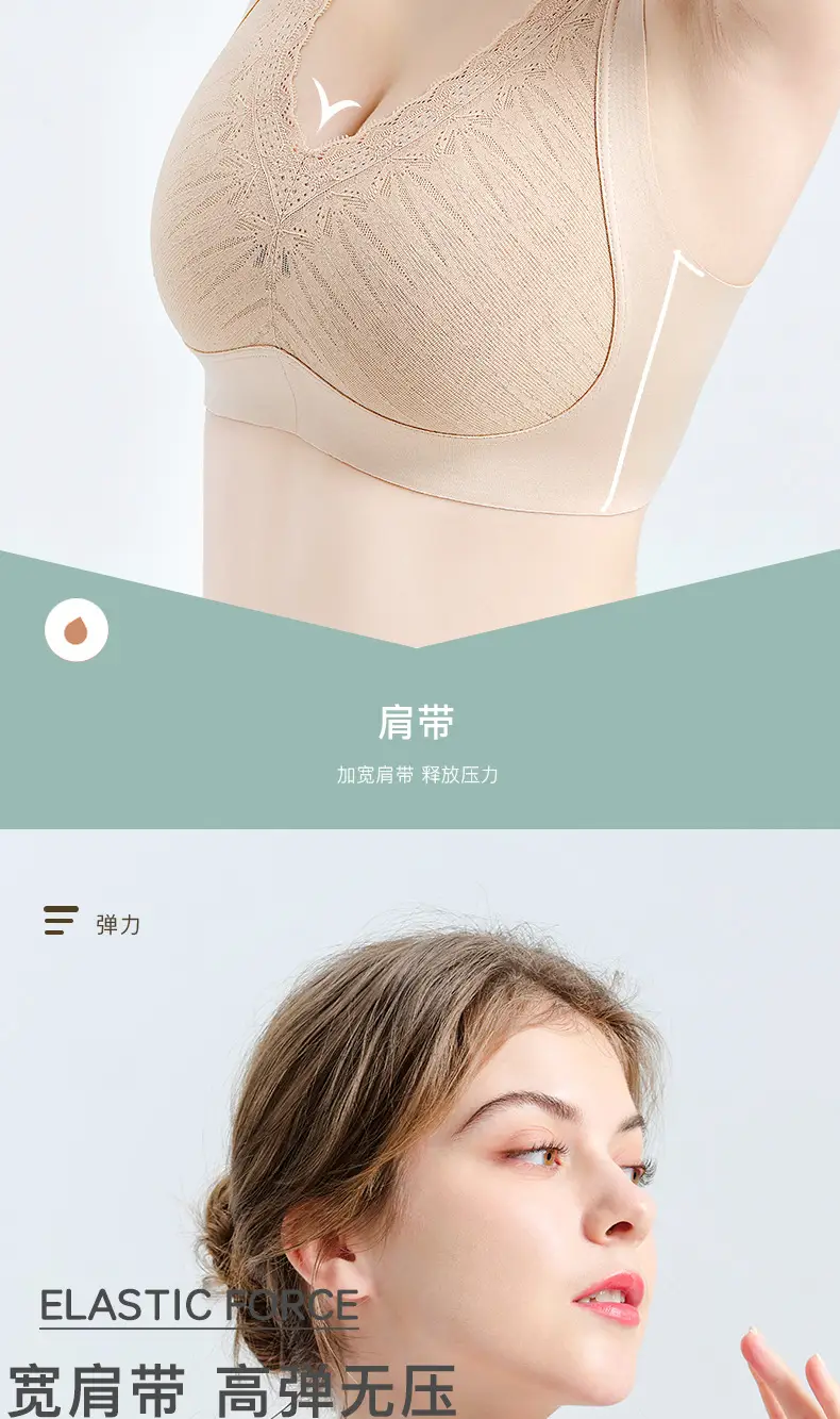 Mother's Lace Cup Bra Back Buckle Adjustable No Steel Ring Plus Size — feature 6