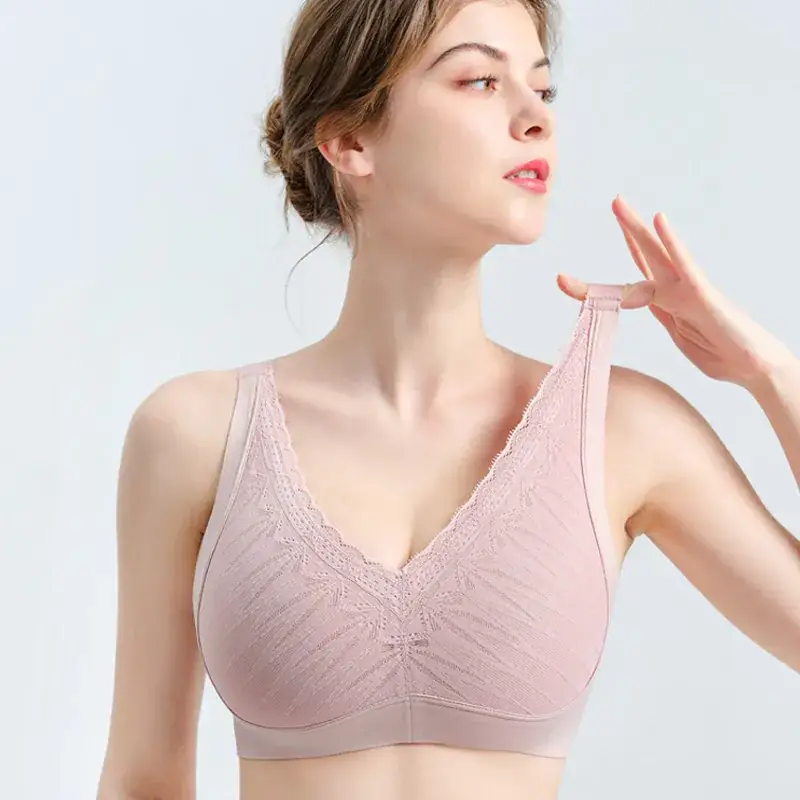 Mother's Lace Cup Bra Back Buckle Adjustable No Steel Ring Plus Size - Image 2