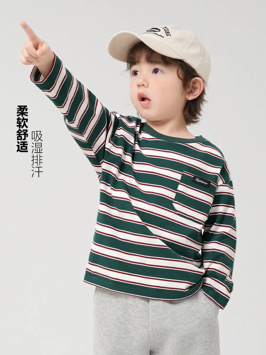 Boys Striped Long Sleeve T-Shirt Spring Autumn Kids Wear