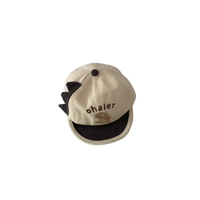 Baby Cap Soft Brim Dinosaur Embroidered Beige - Image 8