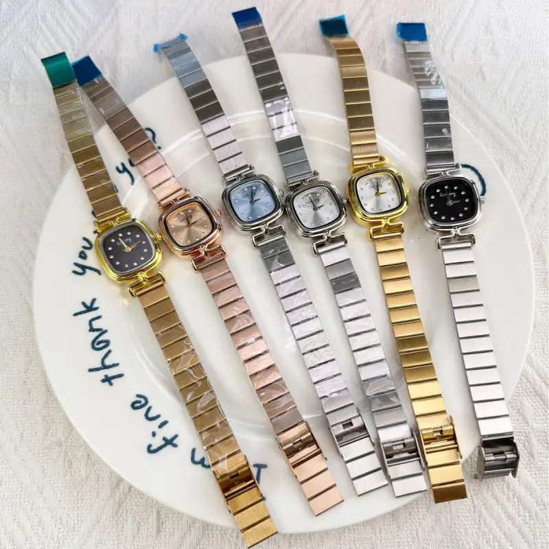 Square Watch for Women Gold Rose Gold Stainless Steel Band - Image 8