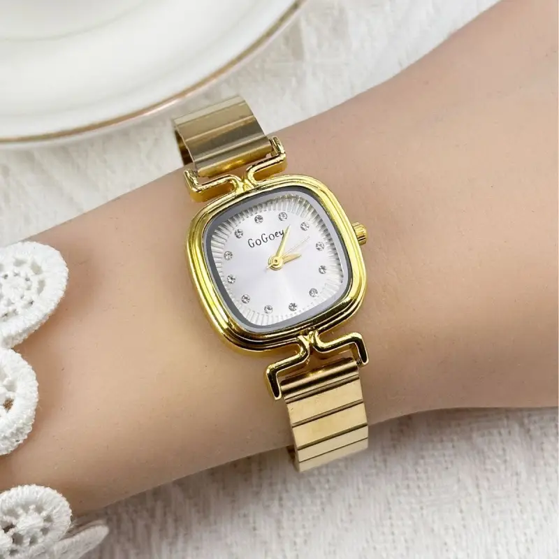 Square Watch for Women Gold Rose Gold Stainless Steel Band - Image 10