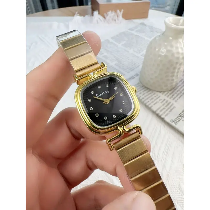 Square Watch for Women Gold Rose Gold Stainless Steel Band - Image 2
