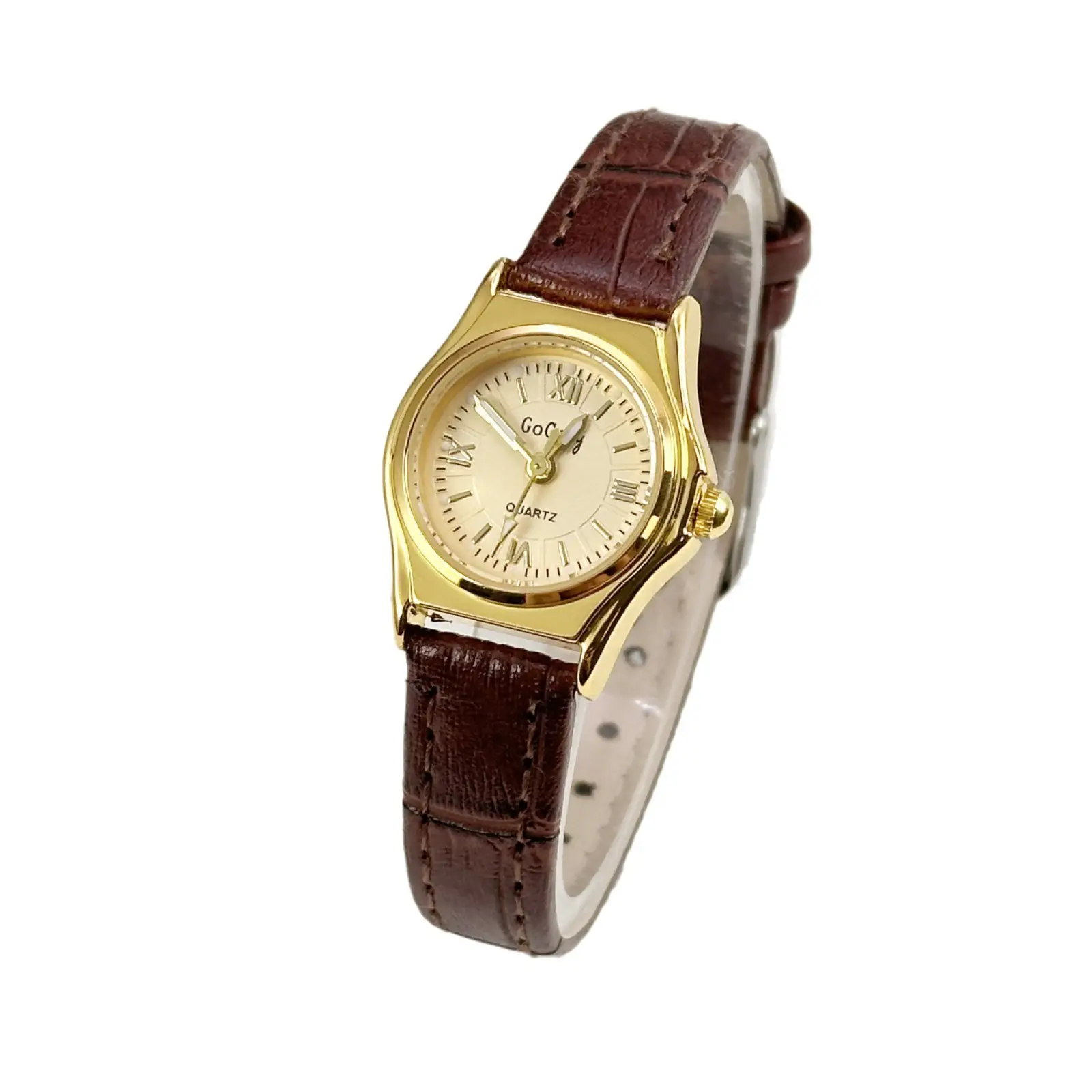 Women's Black Leather Strap Quartz Watch with Silver Case - Image 9