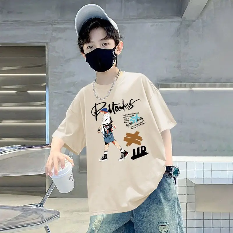 Kids Cotton Cartoon T-Shirt Green Short Sleeve Summer Wear