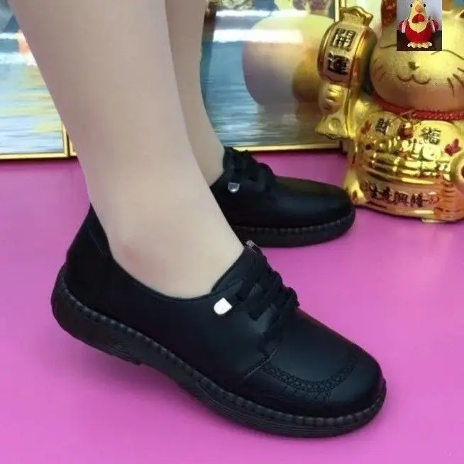 Soft Leather Single-layer Shoes 2025 Spring New Beef Tendon Soft Bottom Soft Surface Non-slip Mother All-match Middle-aged and Elderly Casual Small Leather Shoes - Image 5