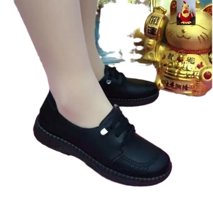 Soft Leather Single-layer Shoes 2025 Spring New Beef Tendon Soft Bottom Soft Surface Non-slip Mother All-match Middle-aged and Elderly Casual Small Leather Shoes - Image 7