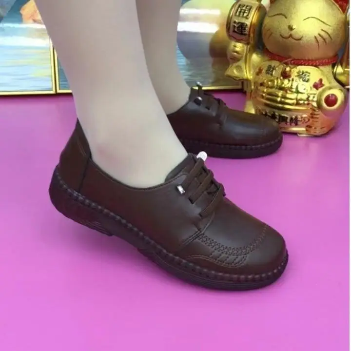 Soft Leather Single-layer Shoes 2025 Spring New Beef Tendon Soft Bottom Soft Surface Non-slip Mother All-match Middle-aged and Elderly Casual Small Leather Shoes — feature 6