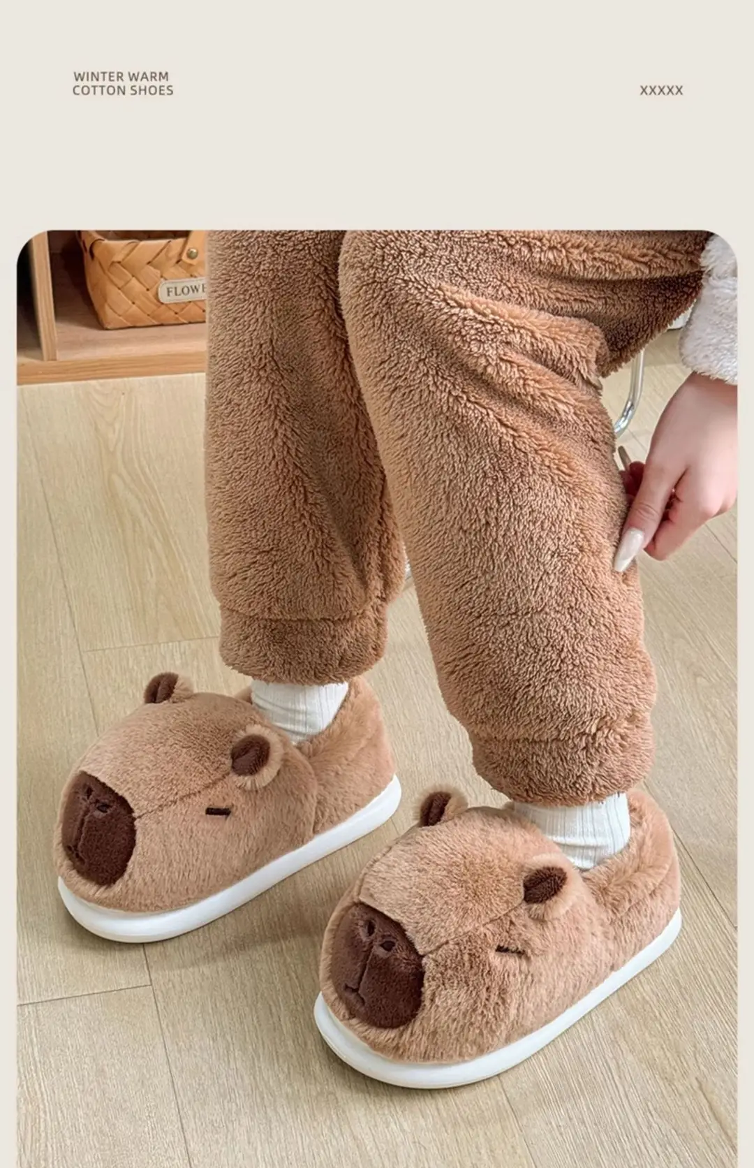 Kapi Barra Cotton Slippers Women's Winter 2025 New Couple Home Warm Cute Mao Mao Slippers Men's Winter — feature 17