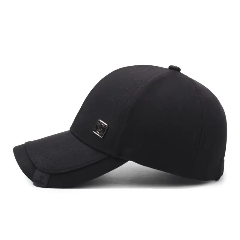 Men's Black Baseball Cap Casual Outdoor Sun Hat