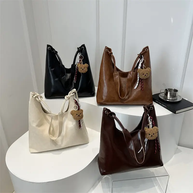 Retro Brown Large Capacity Shoulder Tote Bag - Image 10