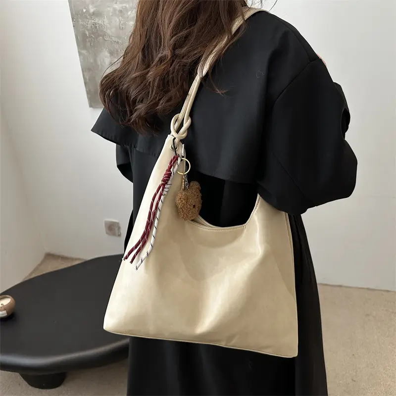 Retro Brown Large Capacity Shoulder Tote Bag - Image 11