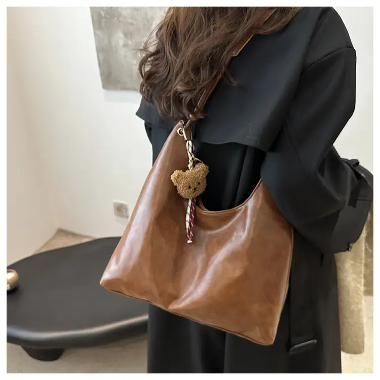 Retro Brown Large Capacity Shoulder Tote Bag — feature 10