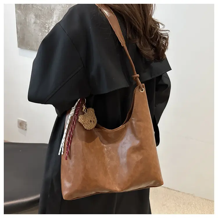 Retro Brown Large Capacity Shoulder Tote Bag — feature 11
