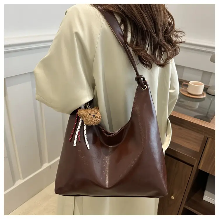 Retro Brown Large Capacity Shoulder Tote Bag — feature 18