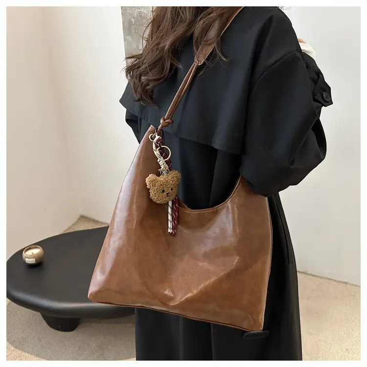 Retro Brown Large Capacity Shoulder Tote Bag — feature 9