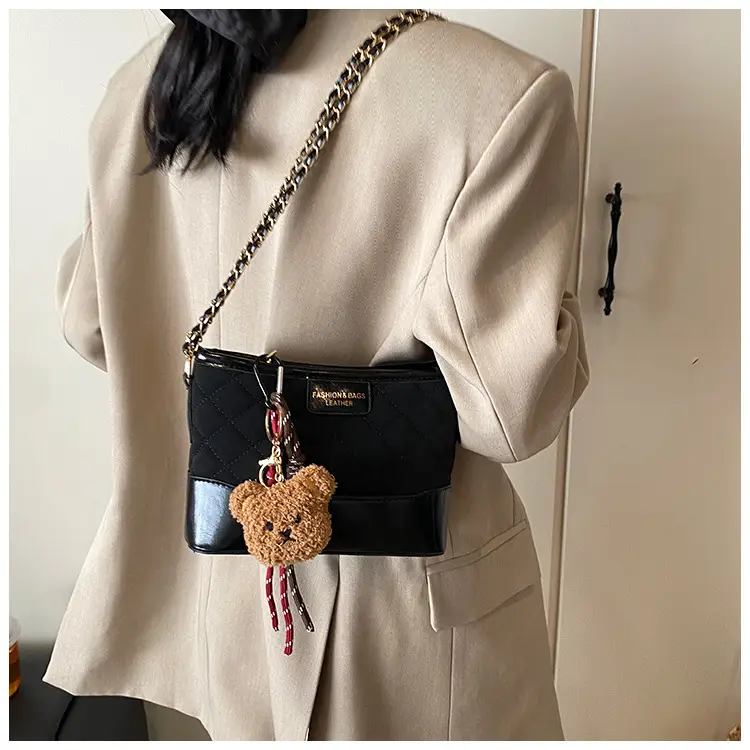 Super Fire Diamond Embroidery Black Chain Shoulder Bag Women — feature 19