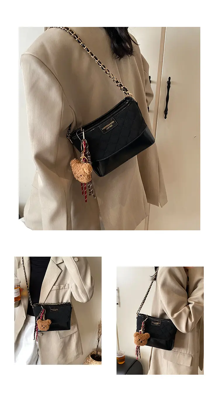 Super Fire Diamond Embroidery Black Chain Shoulder Bag Women — feature 22