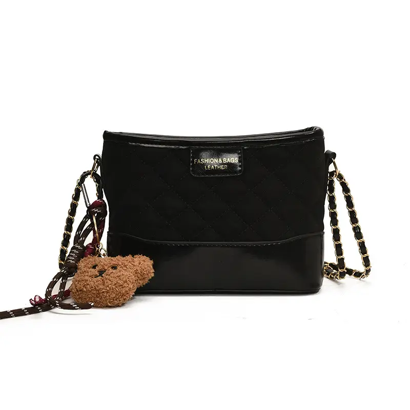 Super Fire Diamond Embroidery Black Chain Shoulder Bag Women