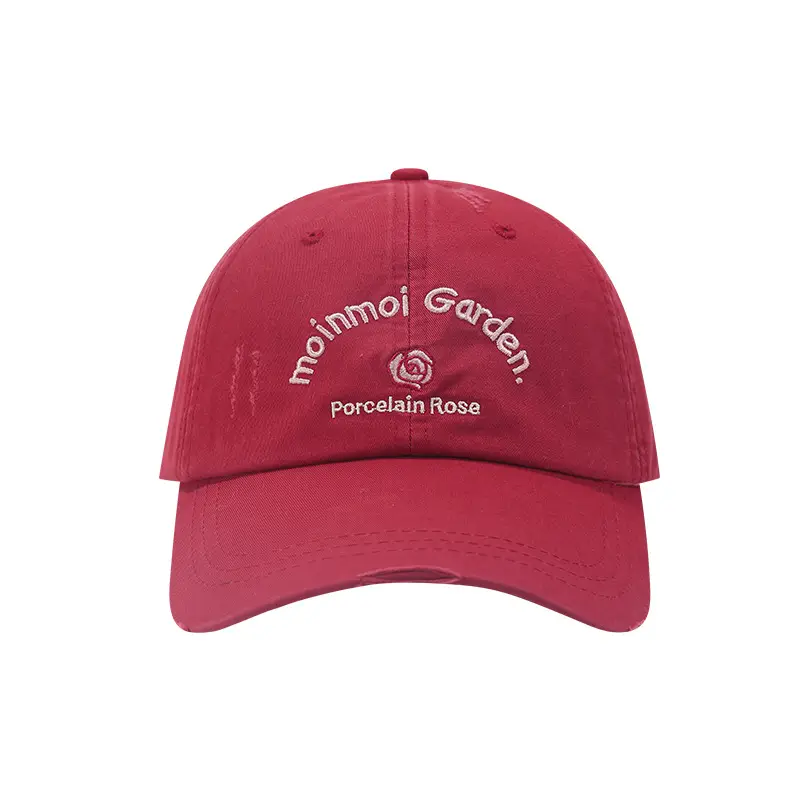 Women Pink Embroidered Baseball Cap with Buckle