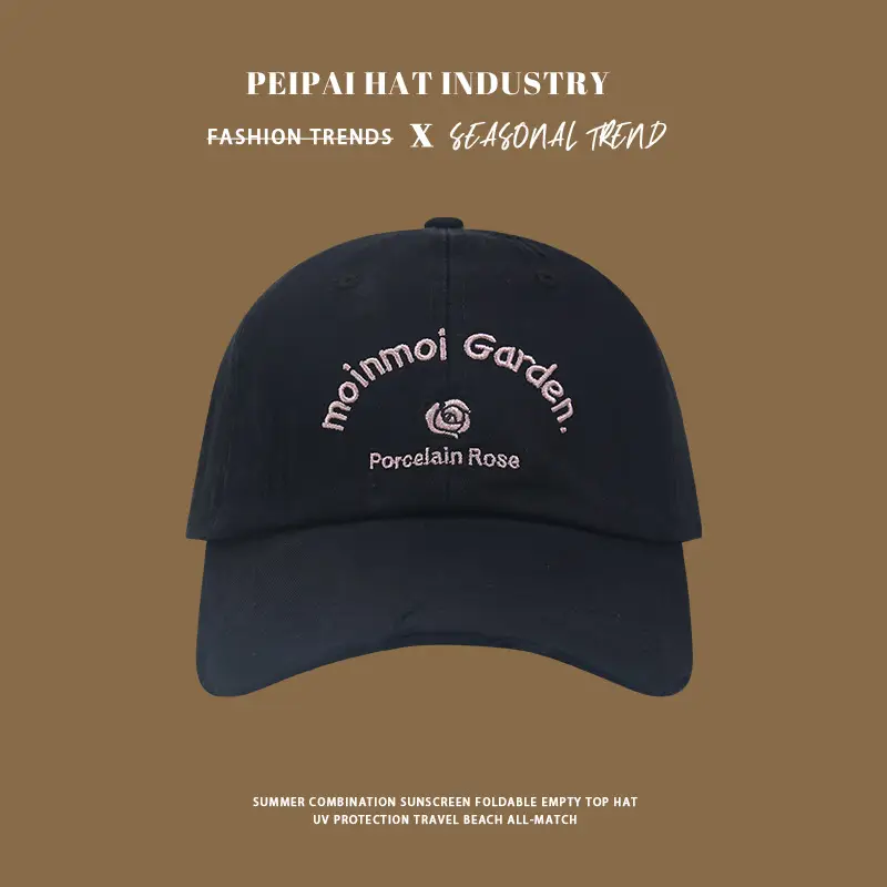 Women Pink Embroidered Baseball Cap with Buckle — feature 11