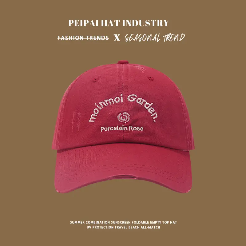 Women Pink Embroidered Baseball Cap with Buckle — feature 5