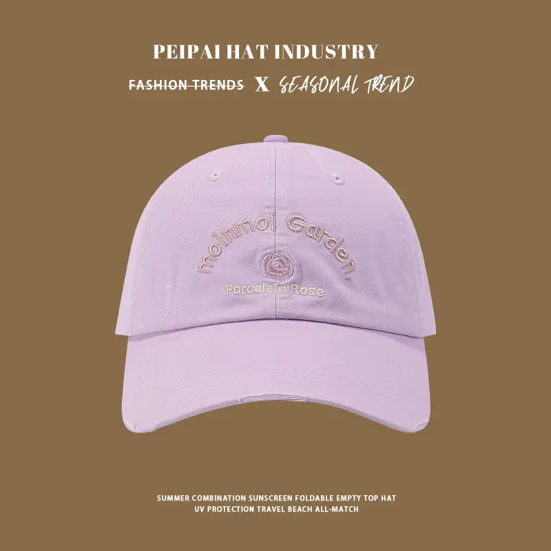 Women Pink Embroidered Baseball Cap with Buckle — feature 7