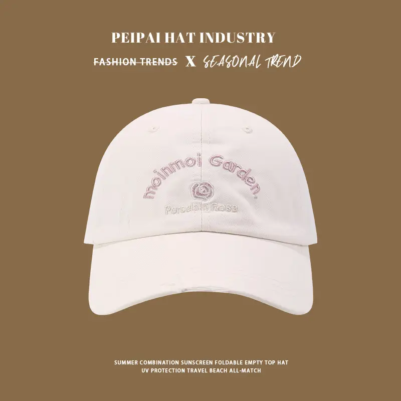 Women Pink Embroidered Baseball Cap with Buckle