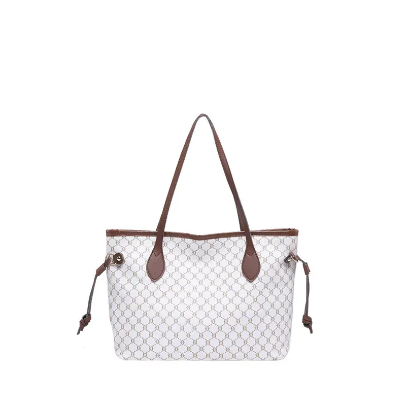 Cross-border Retro Printed Tote Bag Brown Leather Handle - Image 8