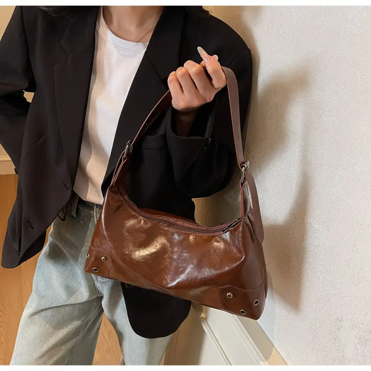 Vintage Maillard Shoulder Bag Women's Large Capacity Leather — feature 11