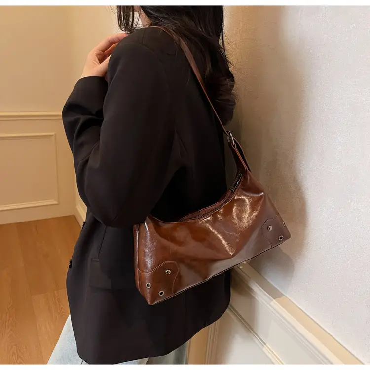 Vintage Maillard Shoulder Bag Women's Large Capacity Leather — feature 12