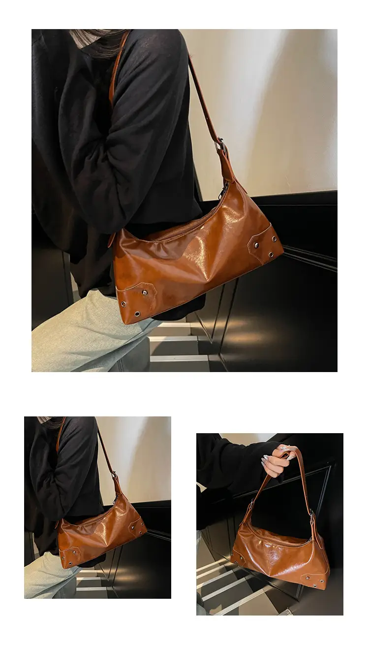 Vintage Maillard Shoulder Bag Women's Large Capacity Leather — feature 27