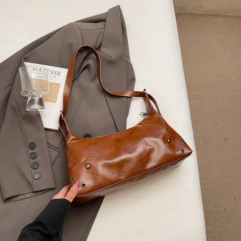 Vintage Maillard Shoulder Bag Women's Large Capacity Leather - Image 2
