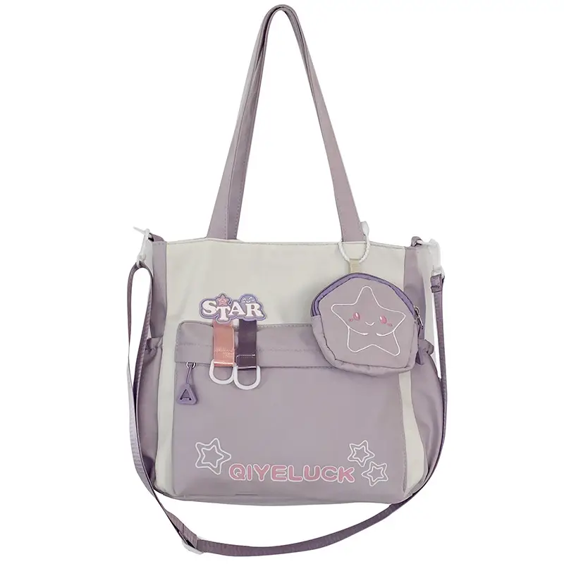 Girls Crossbody Bag Purple Star Design Large Capacity