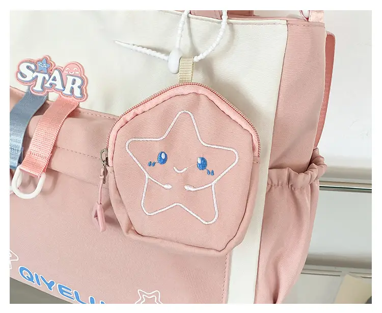 Girls Crossbody Bag Purple Star Design Large Capacity — feature 12