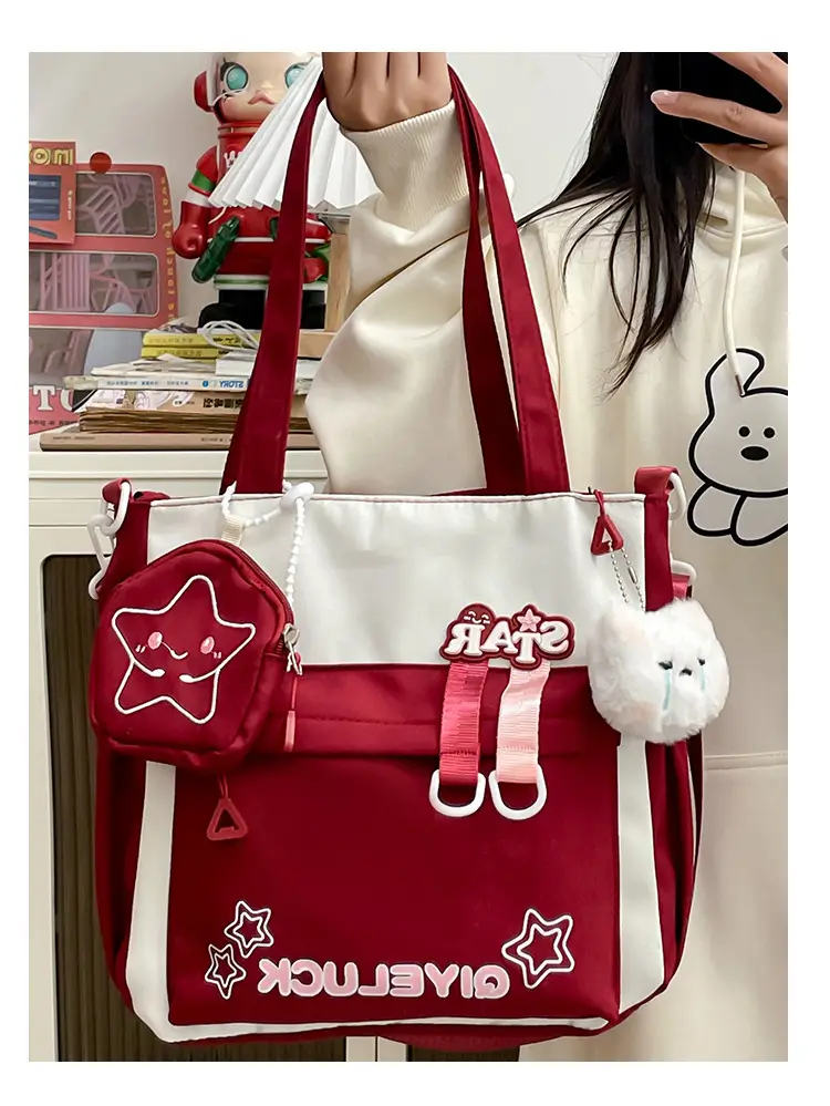Girls Crossbody Bag Purple Star Design Large Capacity — feature 29