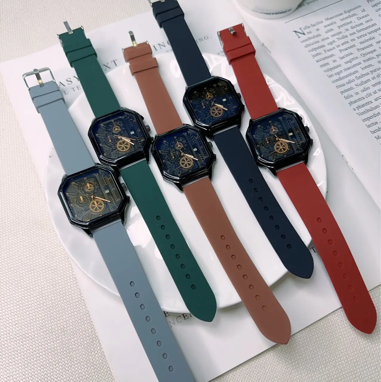 Men's Luxury Skeleton Watch with Blue Dial & Silicone Band — feature 3