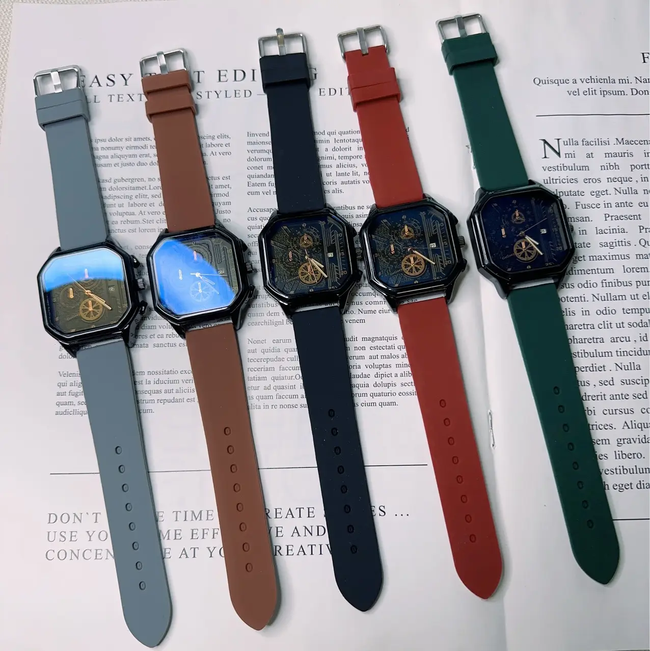 Men's Luxury Skeleton Watch with Blue Dial & Silicone Band — feature 4