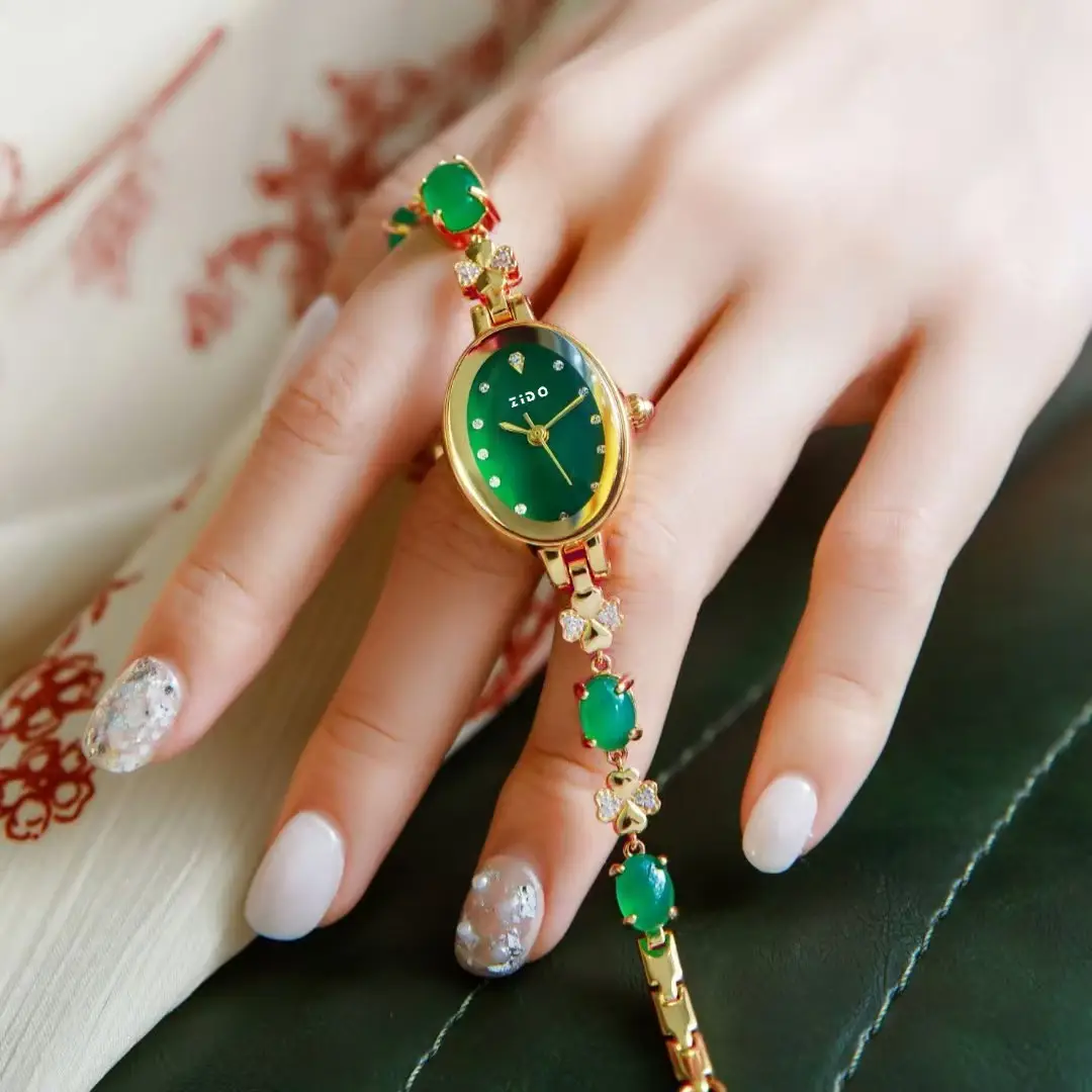 Elegant Green Quartz Ladies Watch with Diamond Strap - Image 4