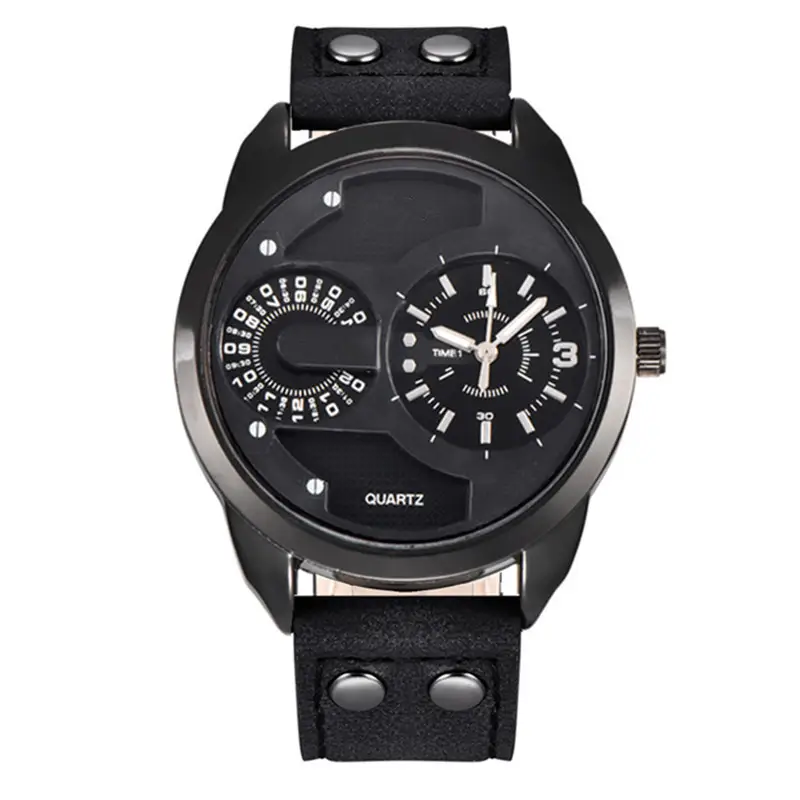 Men's Quartz Watch with Compass & Leather Strap - Image 2