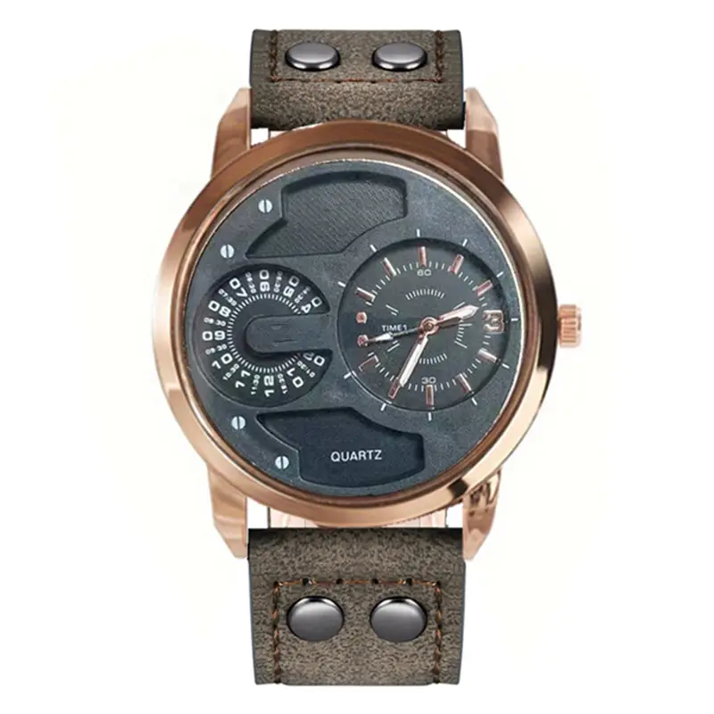 Men's Quartz Watch with Compass & Leather Strap - Image 7