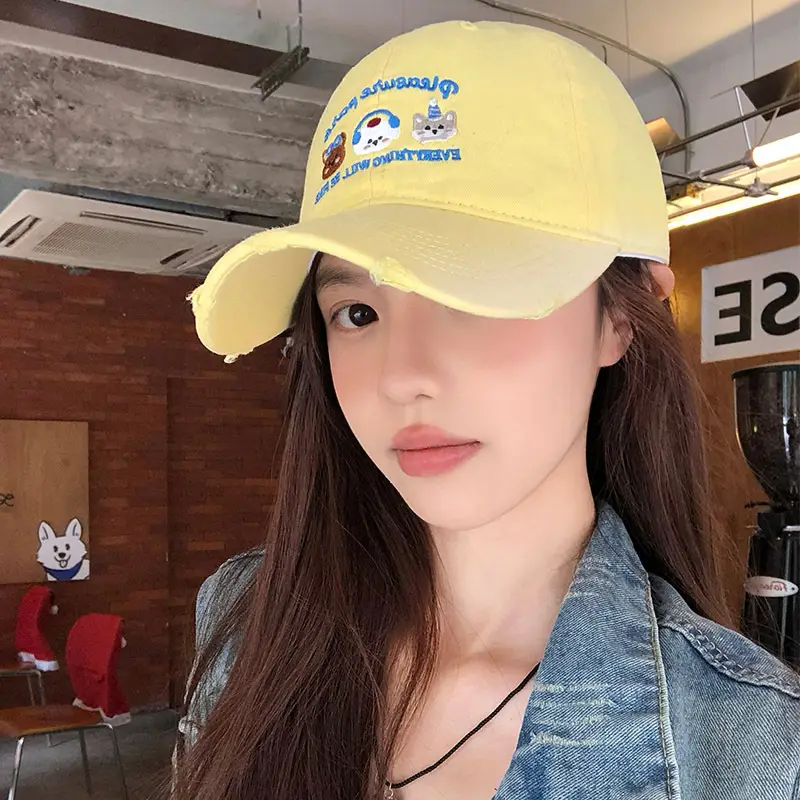 2025 Korean Style Cartoon Cap for Women White