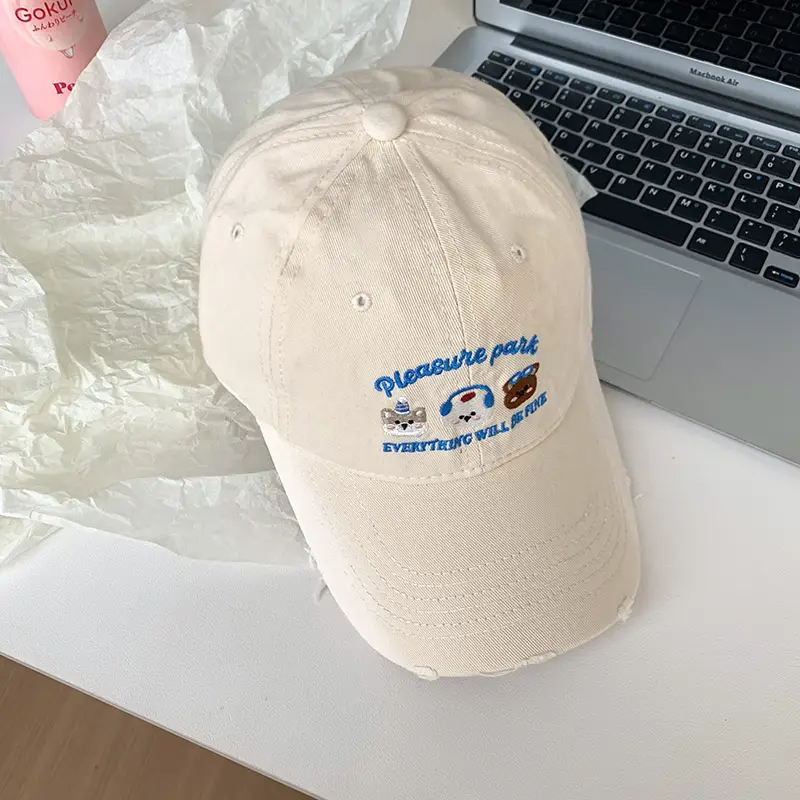 2025 Korean Style Cartoon Cap for Women White