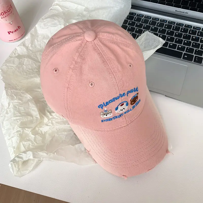 2025 Korean Style Cartoon Cap for Women White