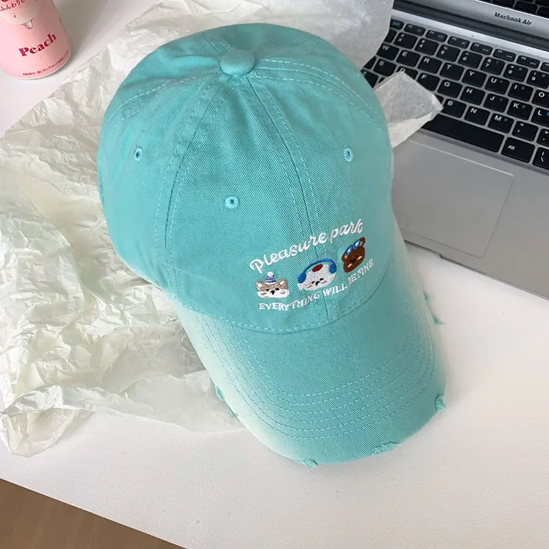 2025 Korean Style Cartoon Cap for Women White