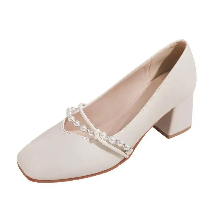 High-End Elegant High-Heeled Shoes for Women 2025 New Style Mary Jane Shoes Internet Celebrity Small Leather Shoes Thick Heel Flats with Skirt - Image 5