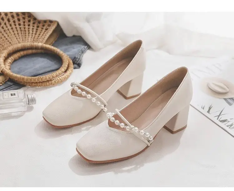 High-End Elegant High-Heeled Shoes for Women 2025 New Style Mary Jane Shoes Internet Celebrity Small Leather Shoes Thick Heel Flats with Skirt — feature 10