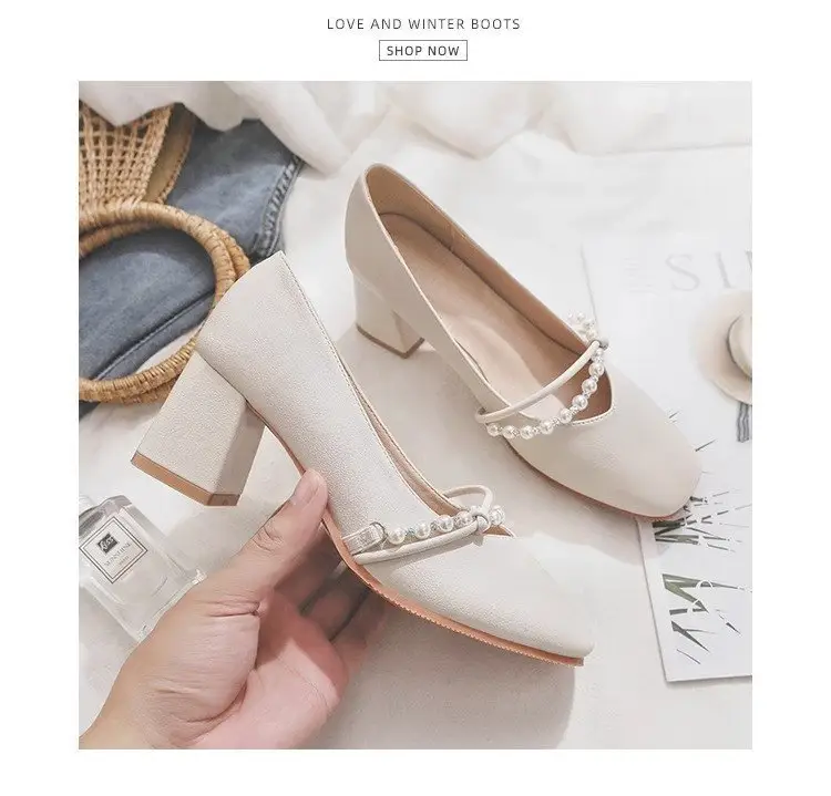 High-End Elegant High-Heeled Shoes for Women 2025 New Style Mary Jane Shoes Internet Celebrity Small Leather Shoes Thick Heel Flats with Skirt — feature 11