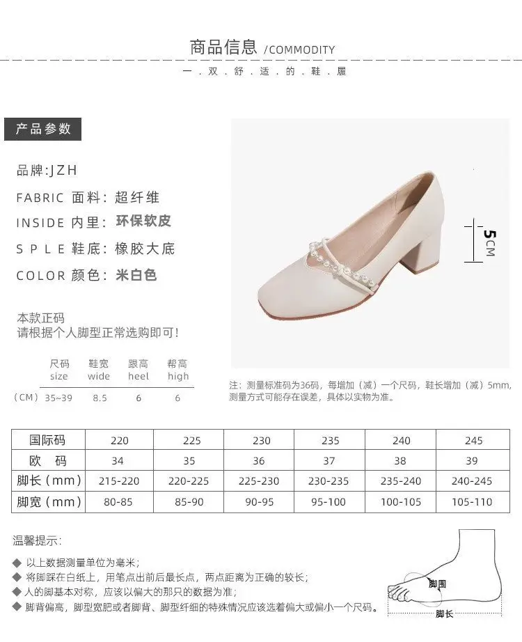 High-End Elegant High-Heeled Shoes for Women 2025 New Style Mary Jane Shoes Internet Celebrity Small Leather Shoes Thick Heel Flats with Skirt — feature 2